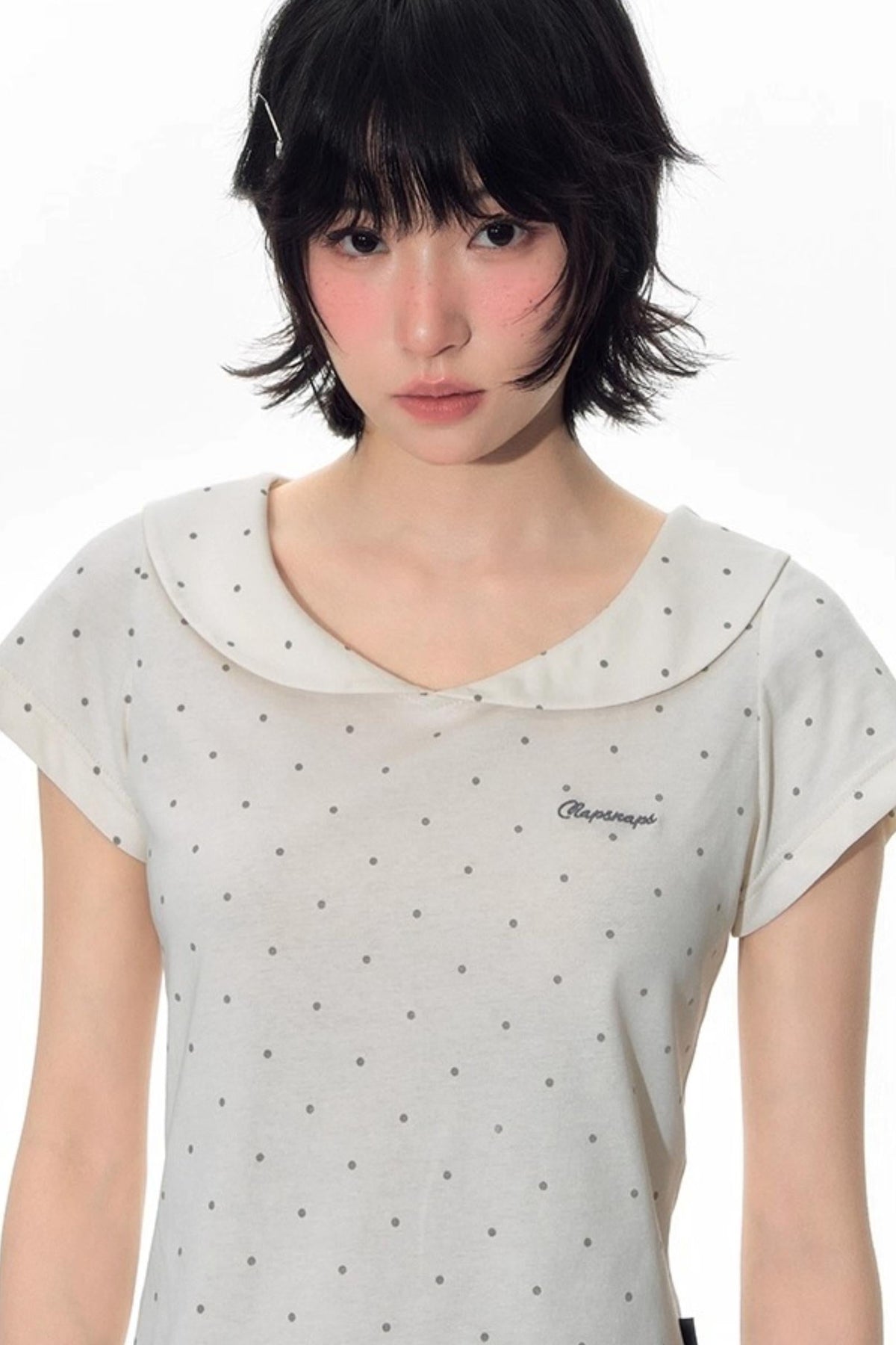Summer Polka Dot Doll Neck Tee