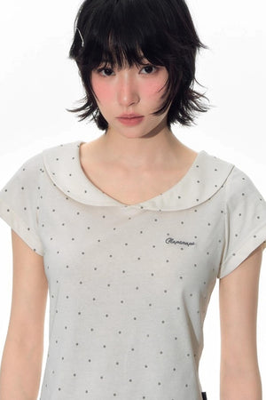 Summer Polka Dot Doll Neck Tee