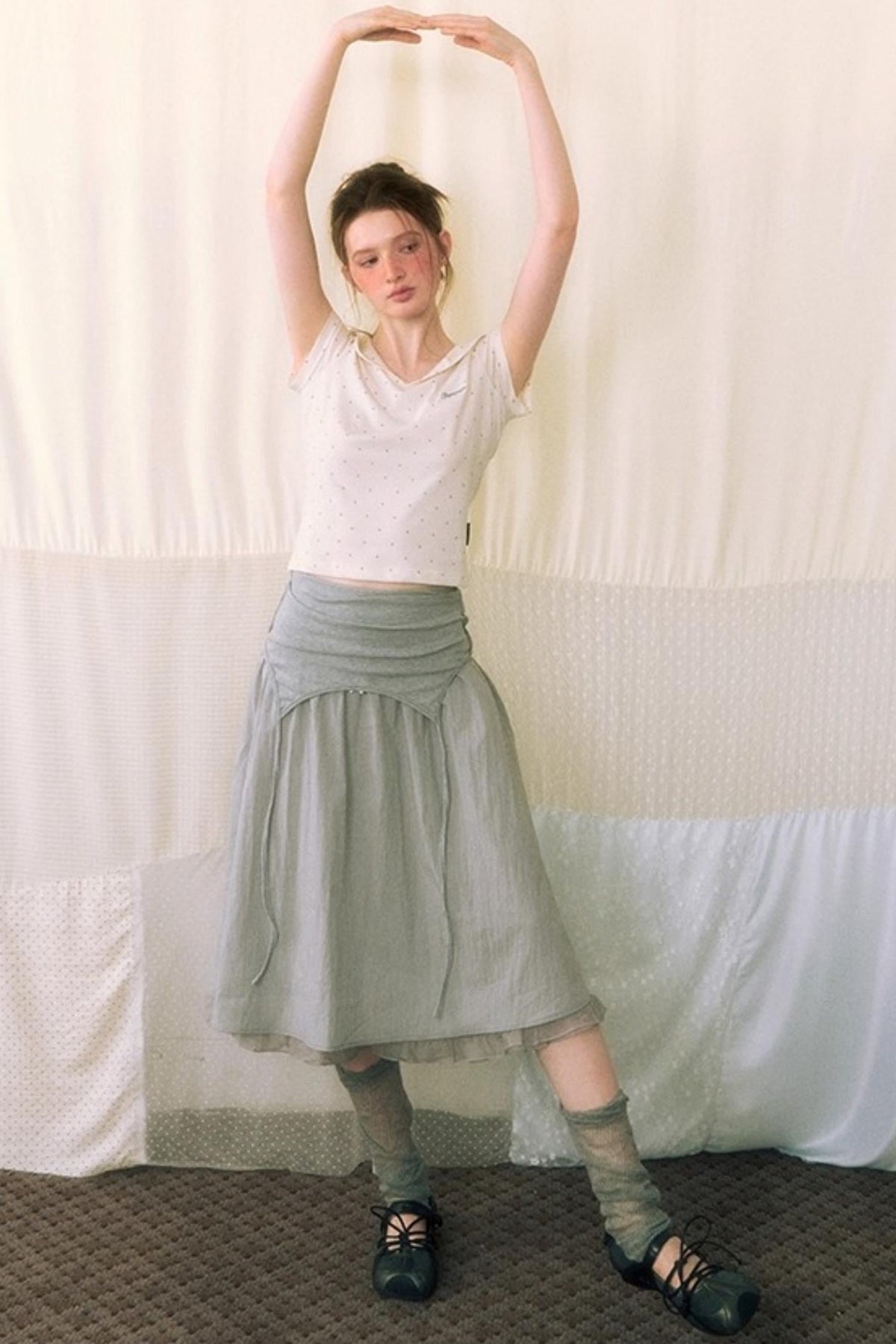 Summer Polka Dot Doll Neck Tee