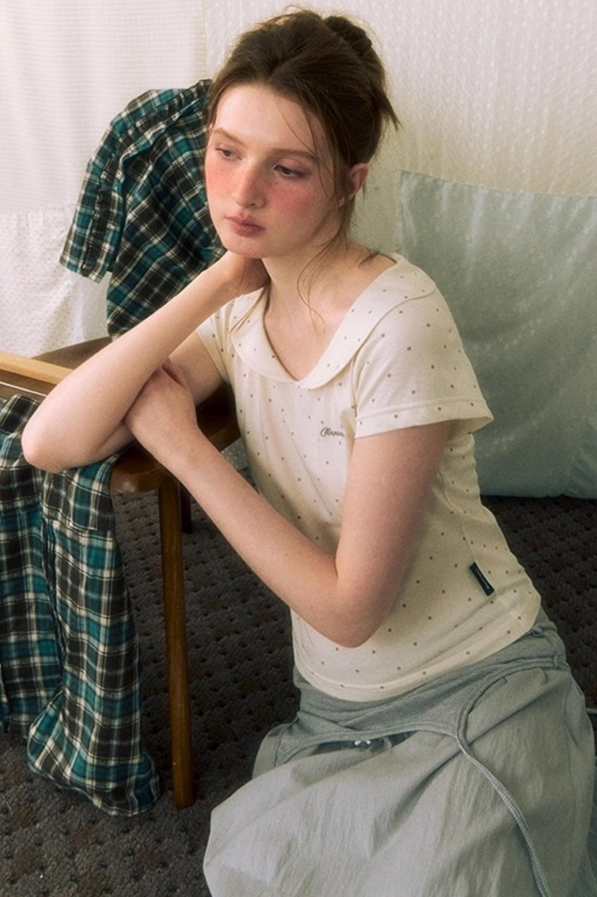 Summer Polka Dot Doll Neck Tee