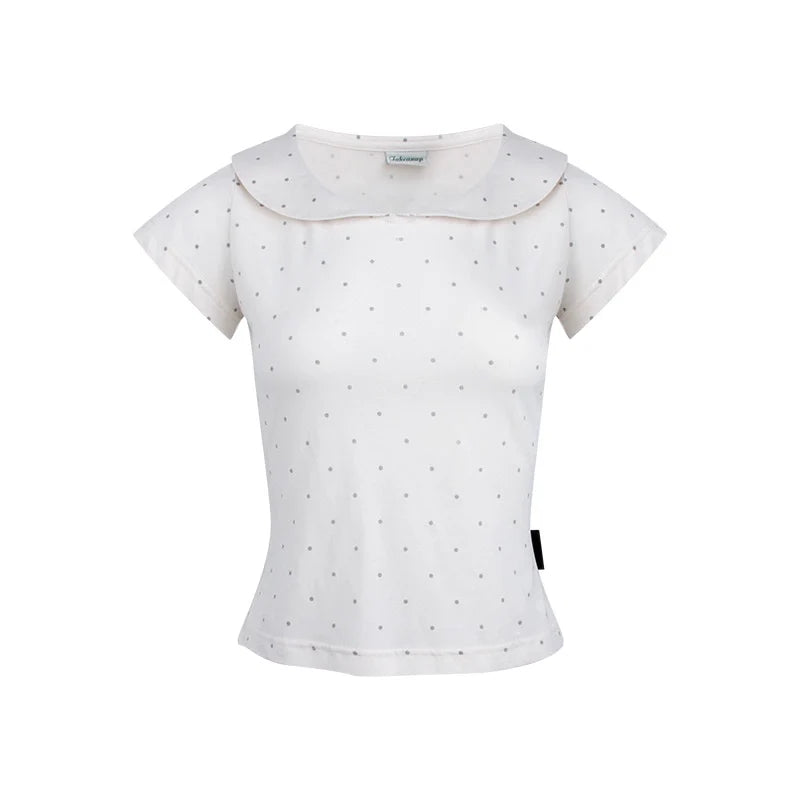Summer Polka Dot Doll Neck Tee