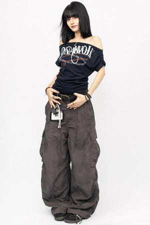 Summer Shoulder Letters T-Shirt