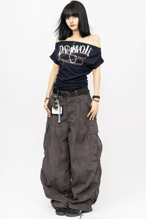 Summer Shoulder Letters T-Shirt