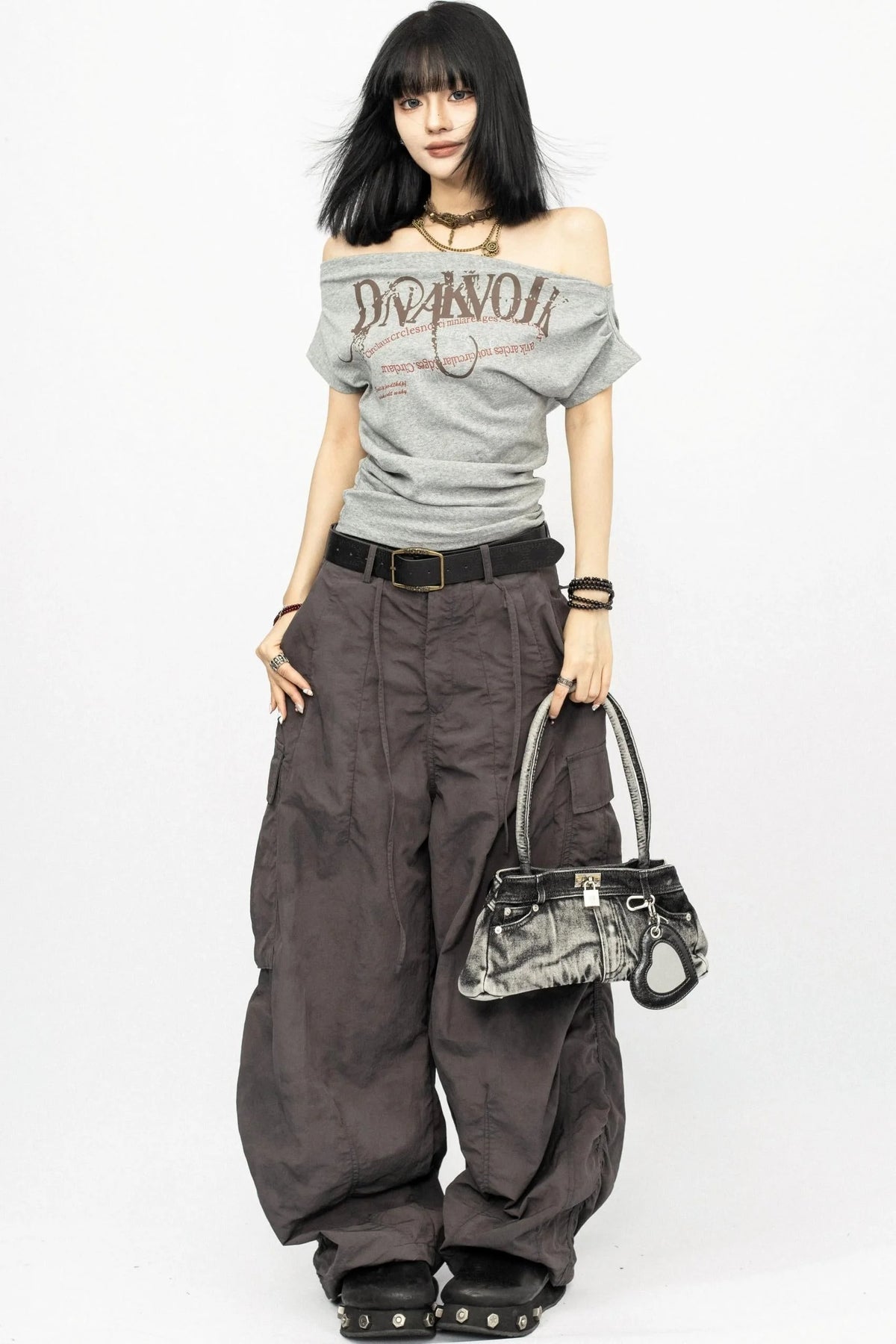 Summer Shoulder Letters T-Shirt