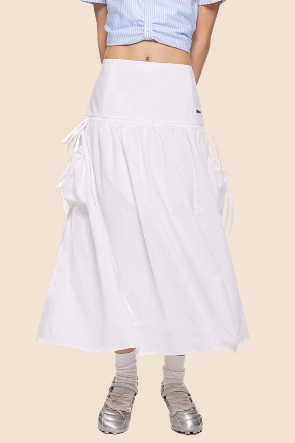 Summer White Flowing Half-Skirt