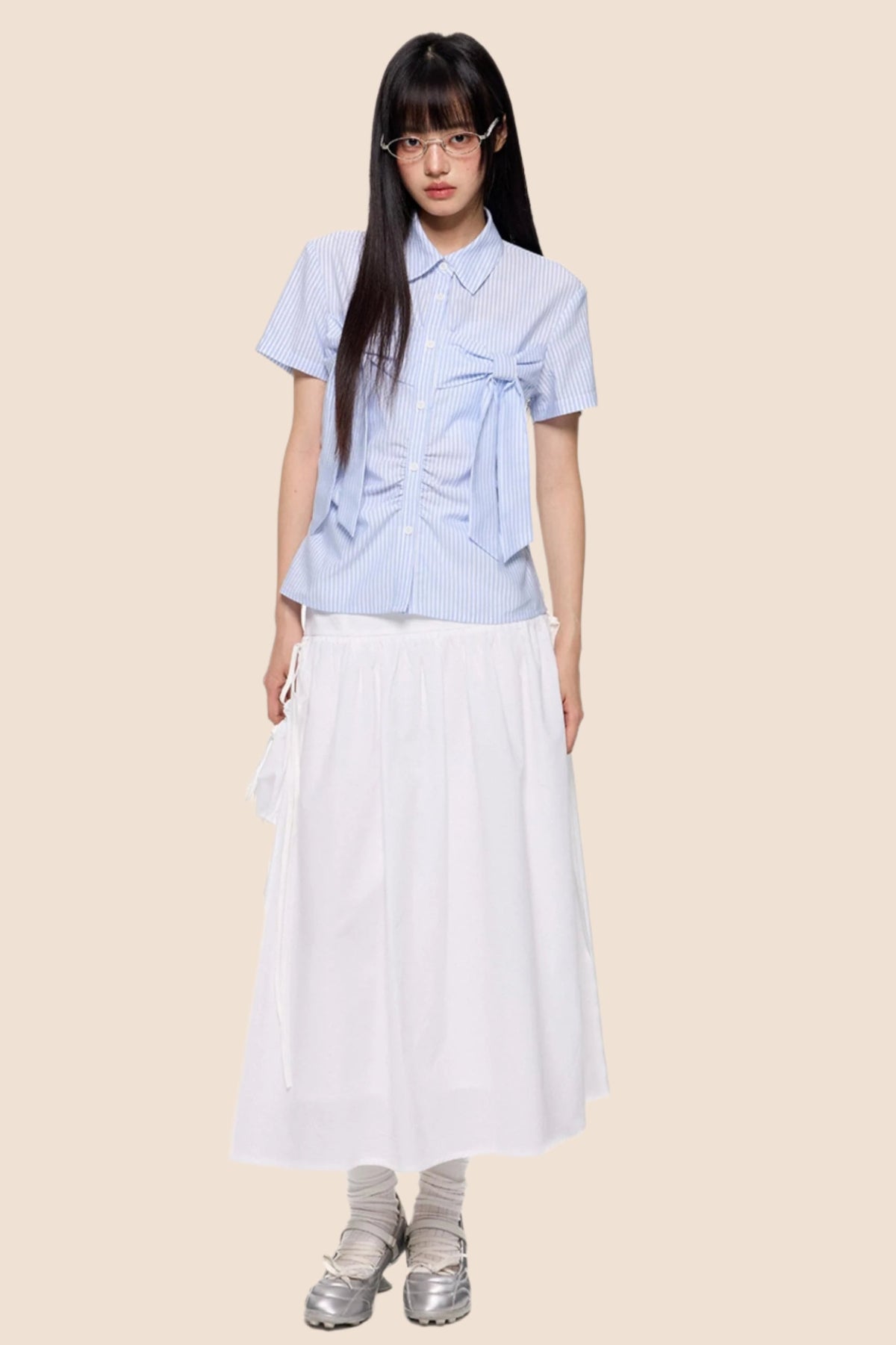 Summer White Flowing Half-Skirt