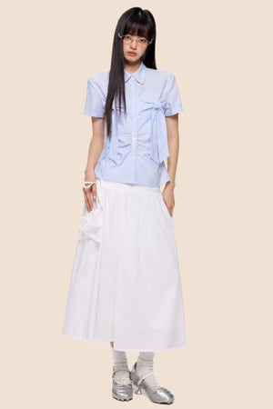 Summer White Flowing Half-Skirt
