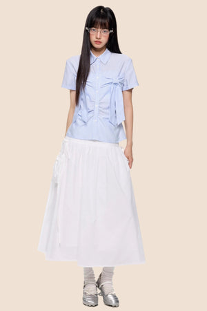 Summer White Flowing Half-Skirt