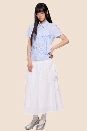 Summer White Flowing Half-Skirt