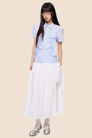Summer White Flowing Half-Skirt