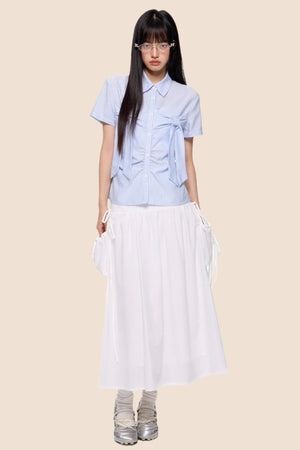 Summer White Flowing Half-Skirt