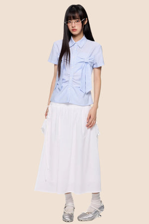 Summer White Flowing Half-Skirt