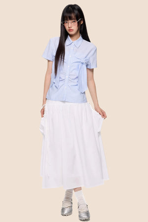 Summer White Flowing Half-Skirt