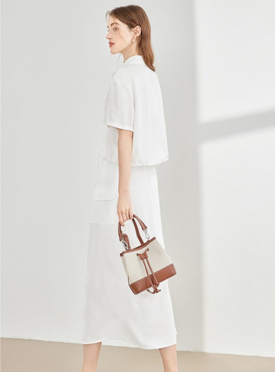 Summer White Shirt Skirt Set