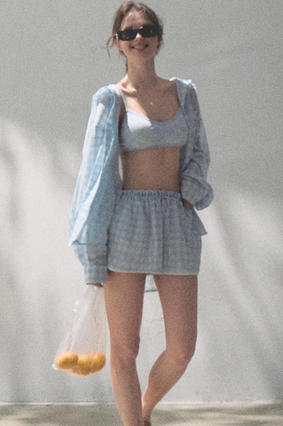 Sun Plaid Shirt & Shorts Set-Up