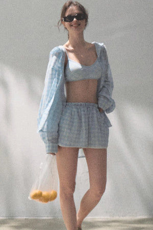 Sun Plaid Shirt & Shorts Set-Up