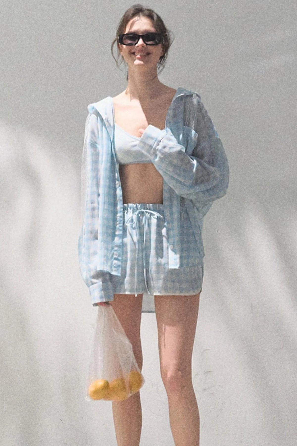 Sun Plaid Shirt & Shorts Set-Up