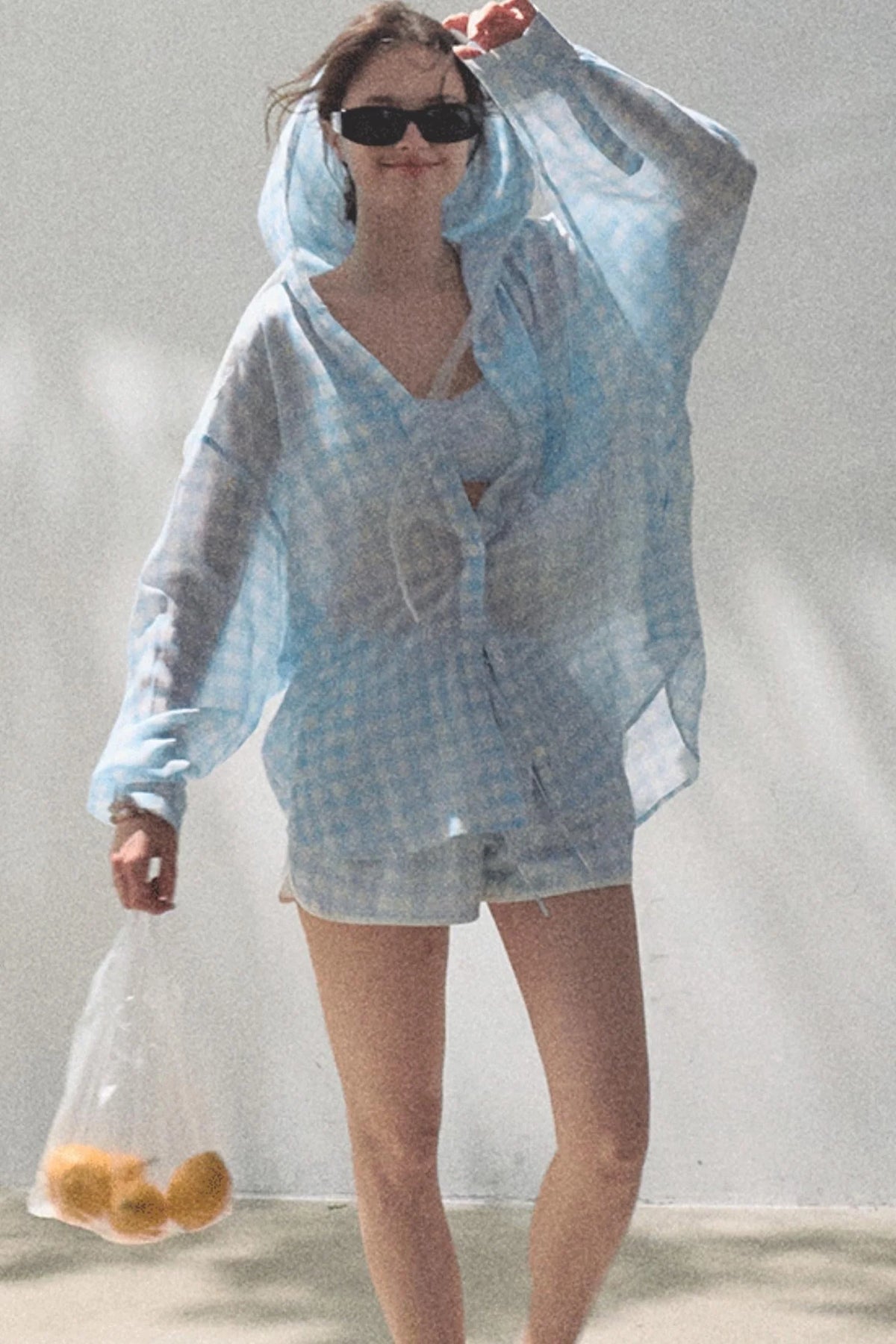 Sun Plaid Shirt & Shorts Set-Up