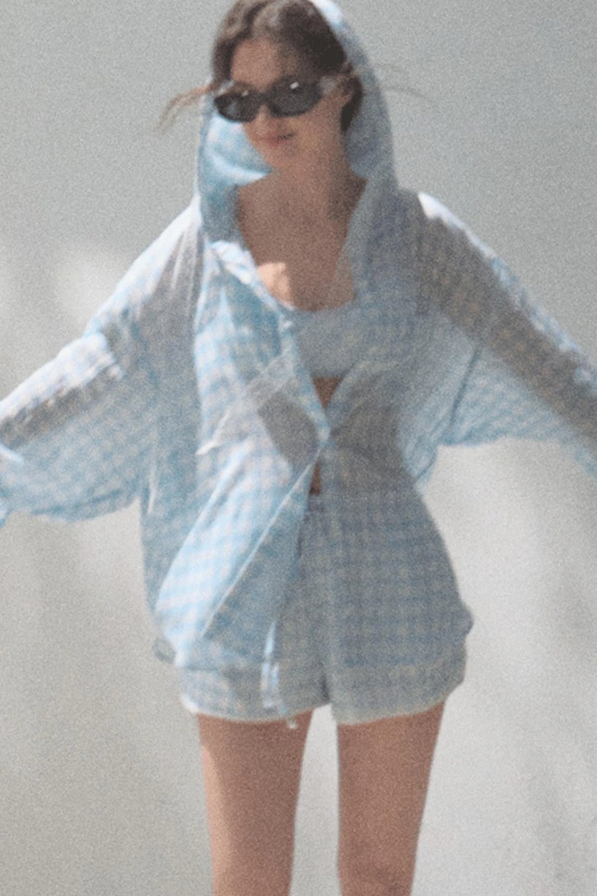 Sun Plaid Shirt & Shorts Set-Up