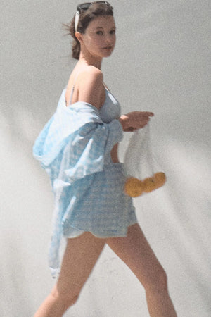 Sun Plaid Shirt & Shorts Set-Up
