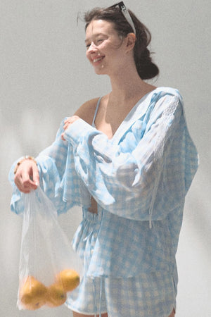Sun Plaid Shirt & Shorts Set-Up