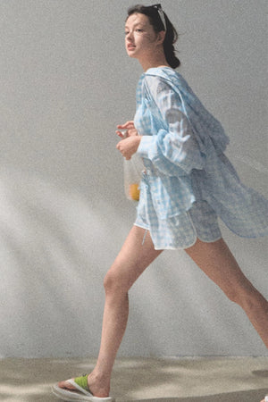 Sun Plaid Shirt & Shorts Set-Up
