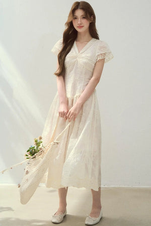 Sunlight Lace Waist-Cinching Dress