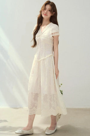 Sunlight Lace Waist-Cinching Dress