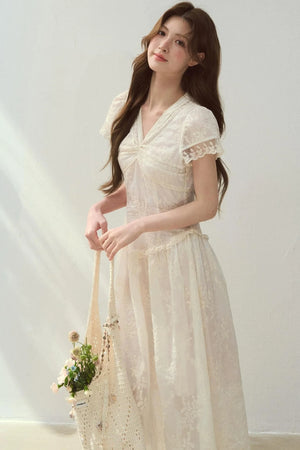 Sunlight Lace Waist-Cinching Dress