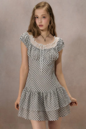 Sunny Sky Lace Plaid Dress