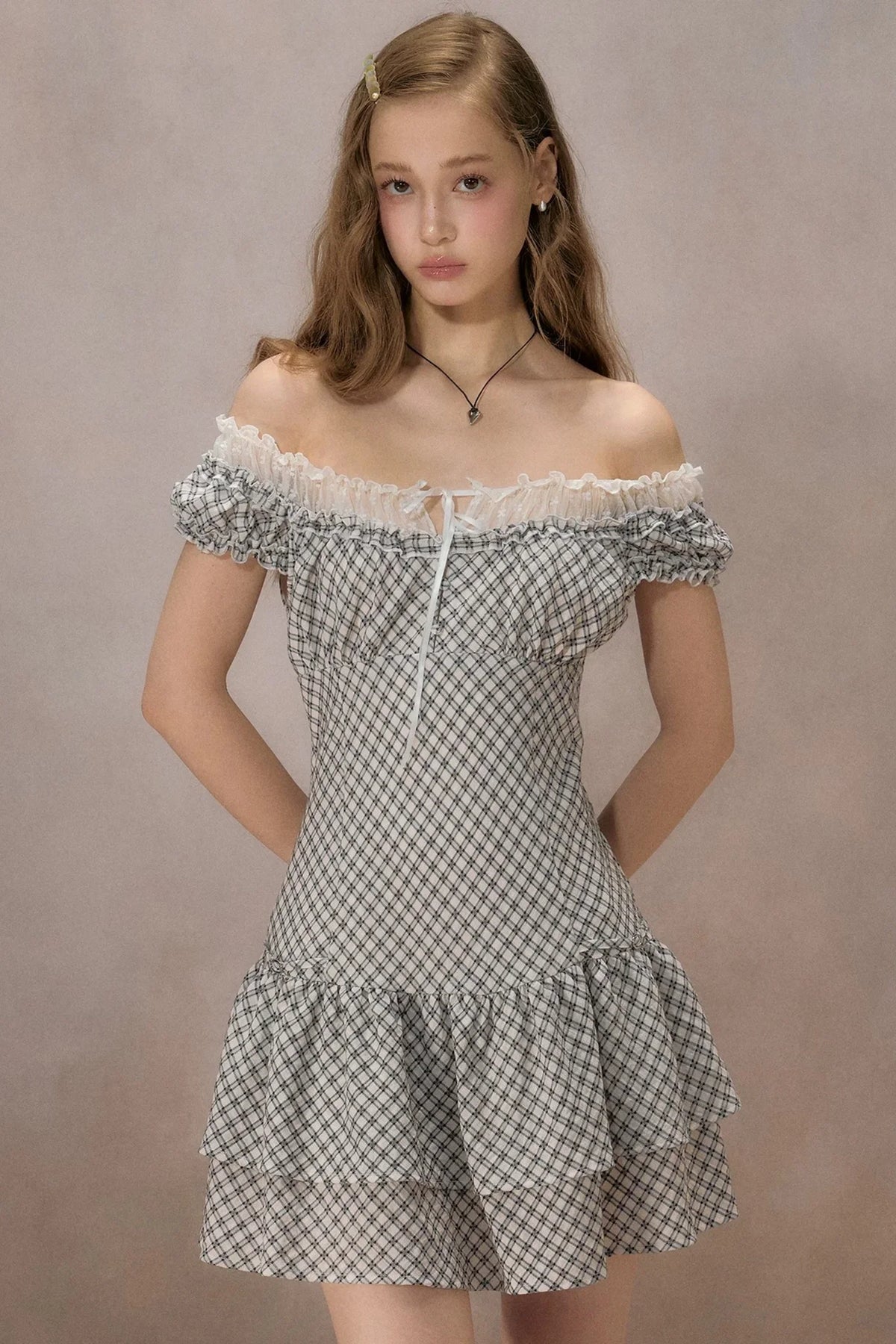 Sunny Sky Lace Plaid Dress