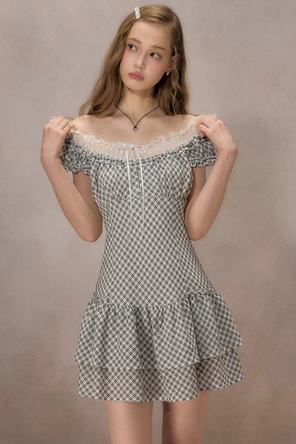 Sunny Sky Lace Plaid Dress