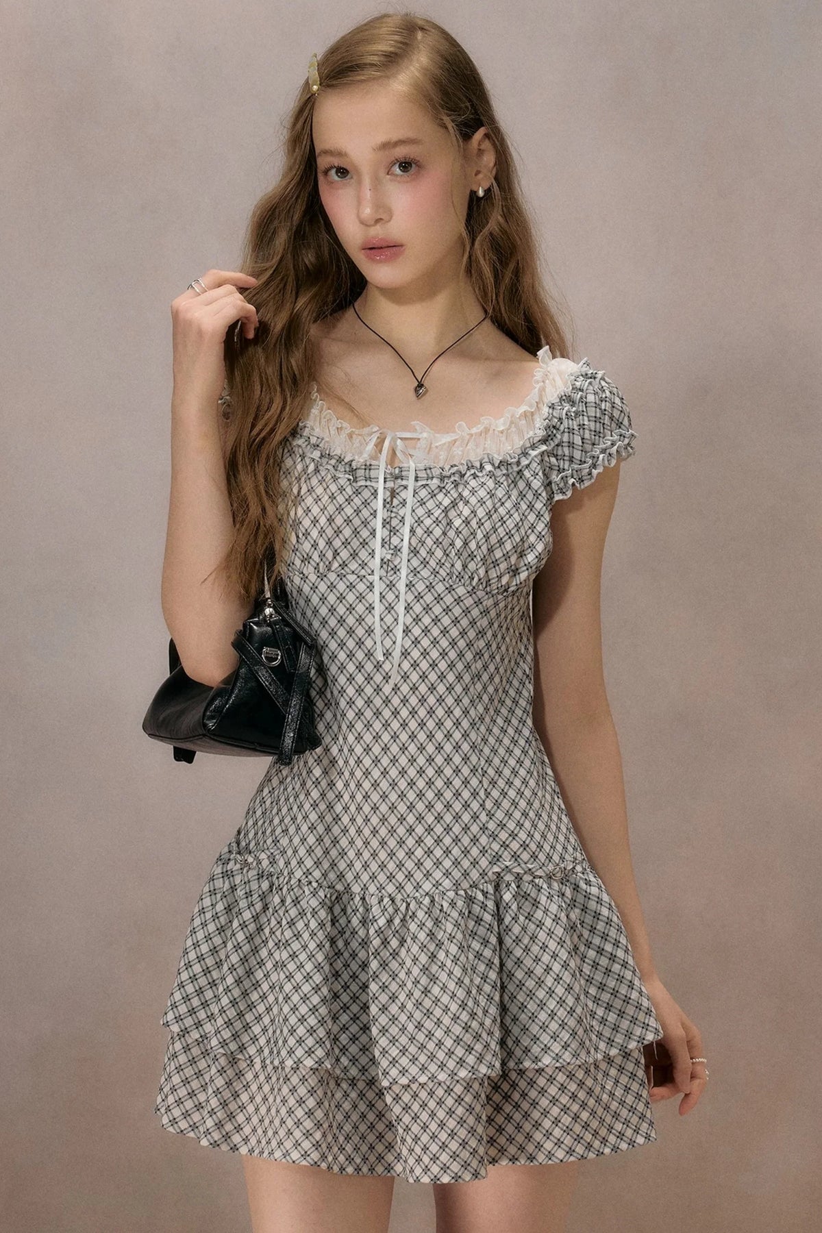 Sunny Sky Lace Plaid Dress