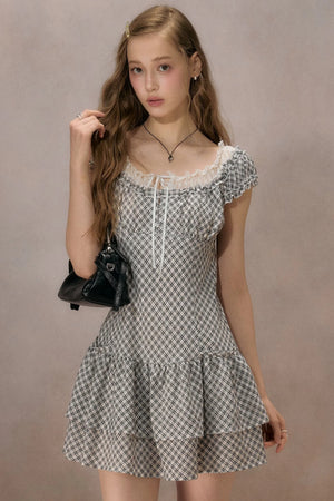 Sunny Sky Lace Plaid Dress