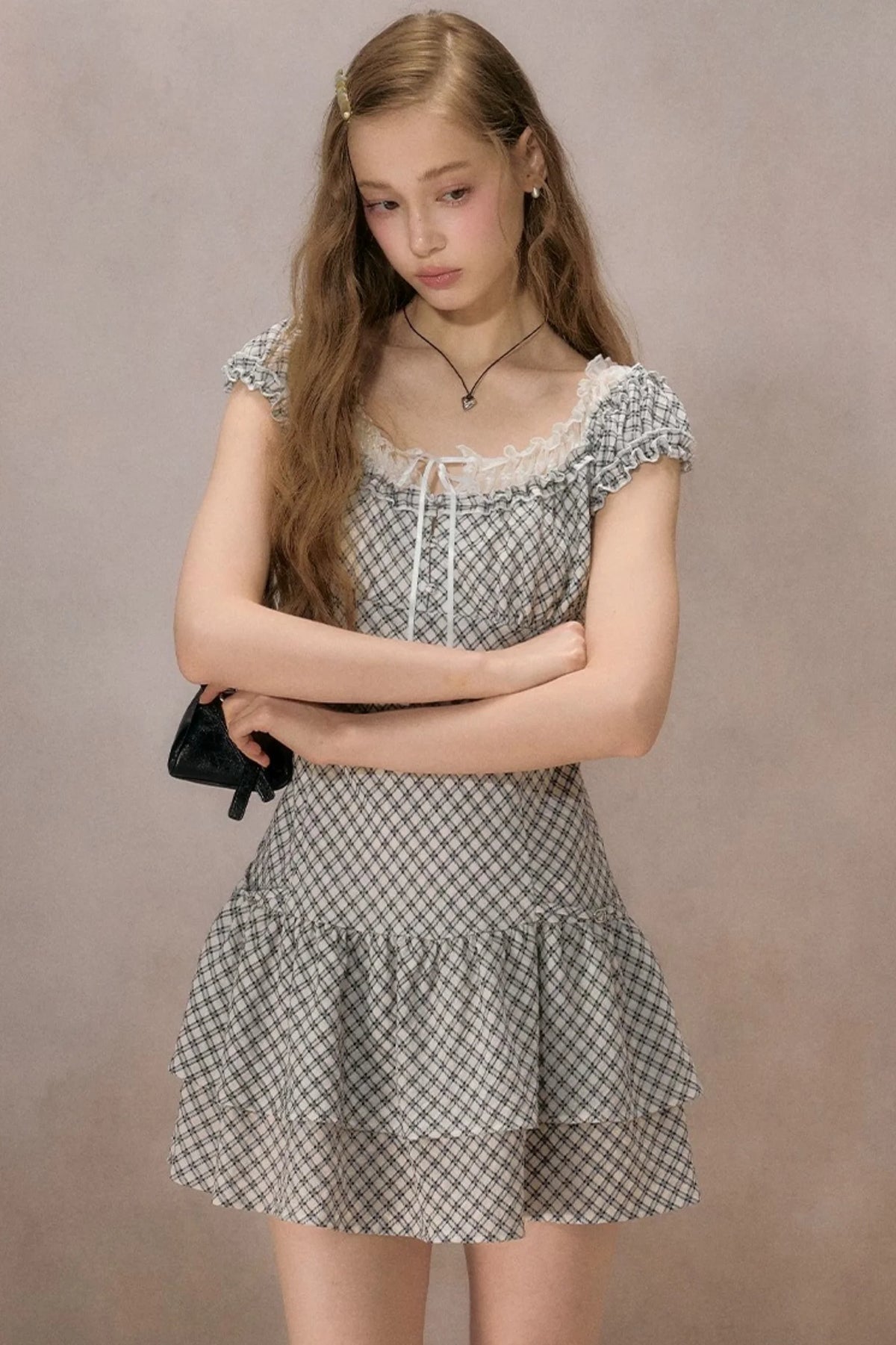 Sunny Sky Lace Plaid Dress