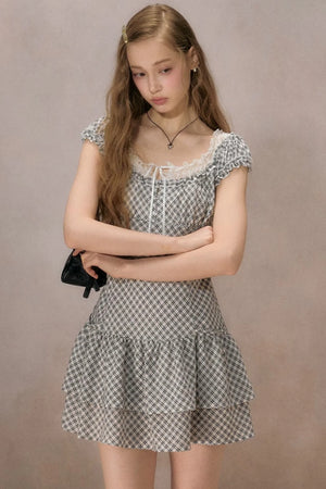 Sunny Sky Lace Plaid Dress