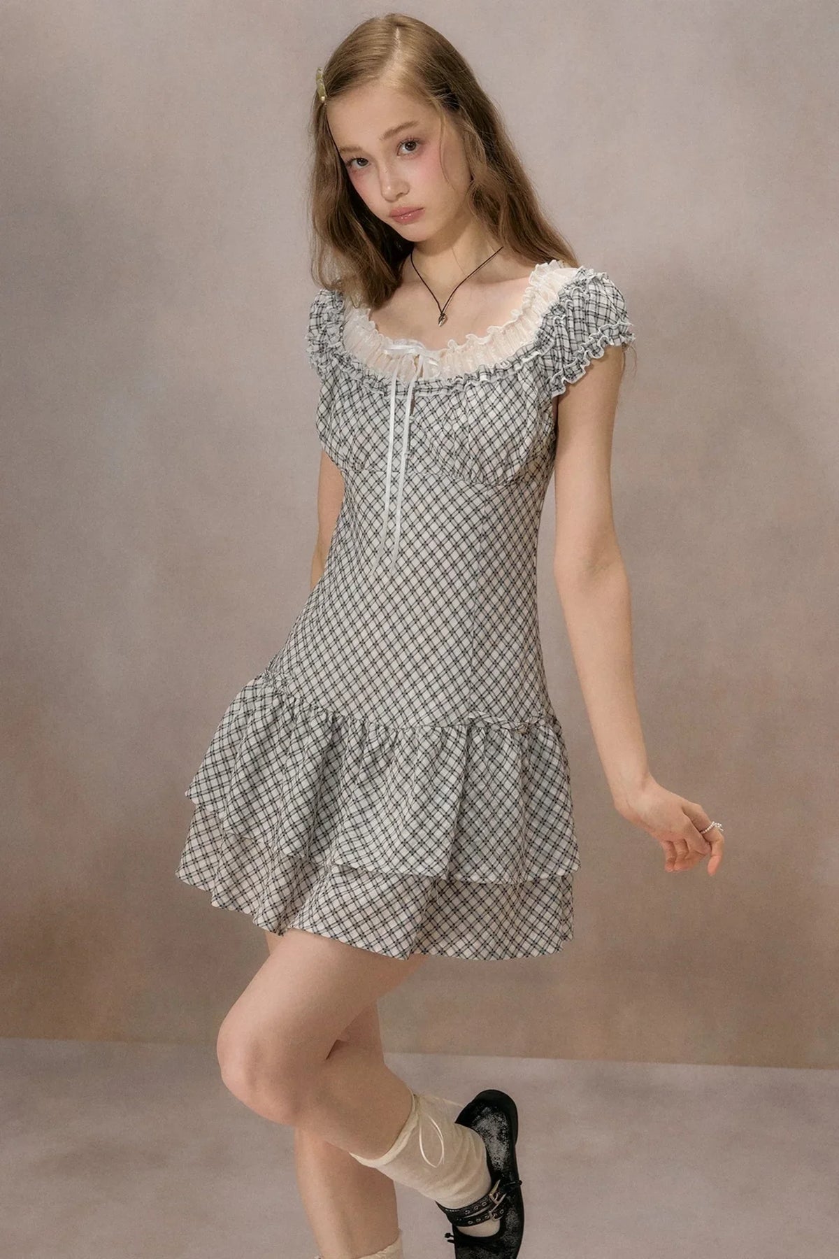 Sunny Sky Lace Plaid Dress