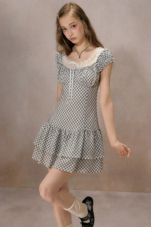 Sunny Sky Lace Plaid Dress