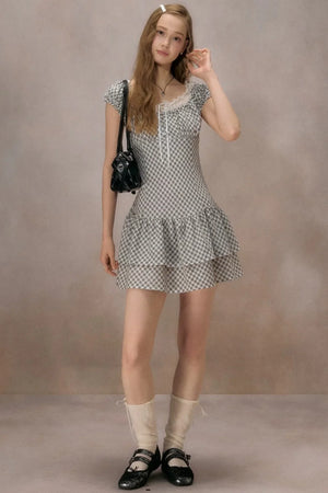 Sunny Sky Lace Plaid Dress