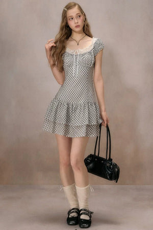Sunny Sky Lace Plaid Dress