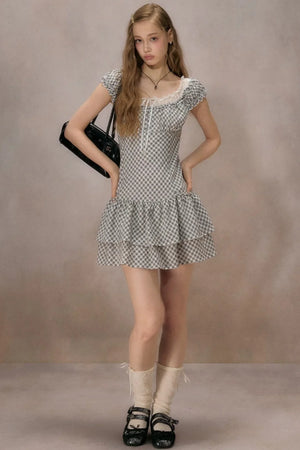 Sunny Sky Lace Plaid Dress