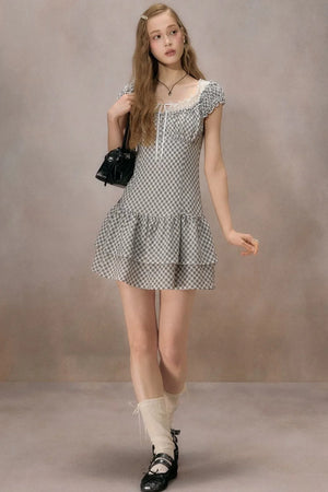 Sunny Sky Lace Plaid Dress