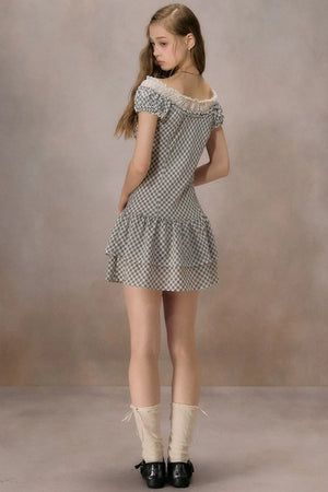 Sunny Sky Lace Plaid Dress