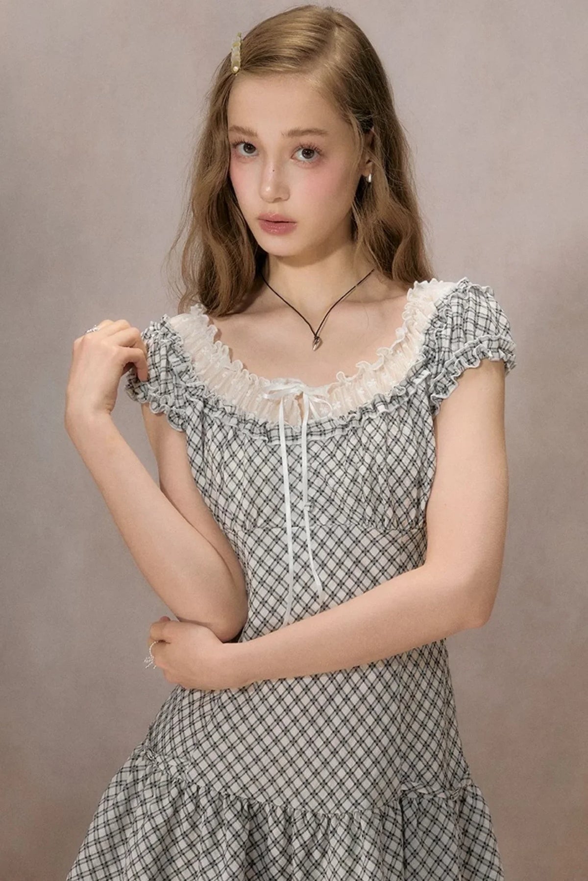 Sunny Sky Lace Plaid Dress