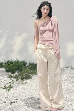 Sunset Coral Asymmetrical Top