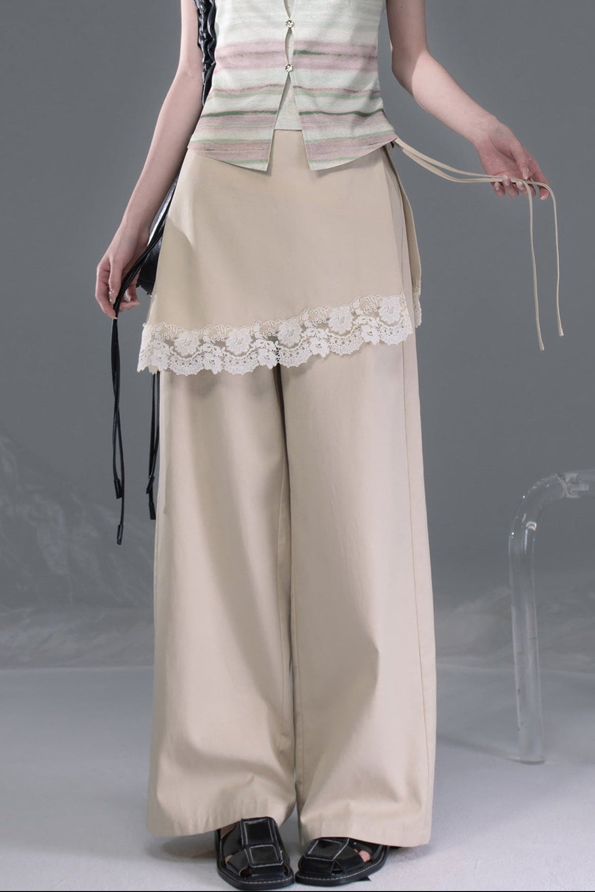 Sunset Dune Lyocell Detachable Flap Wide-Leg Pants