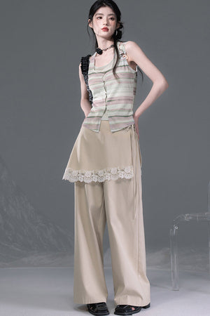 Sunset Dune Lyocell Detachable Flap Wide-Leg Pants