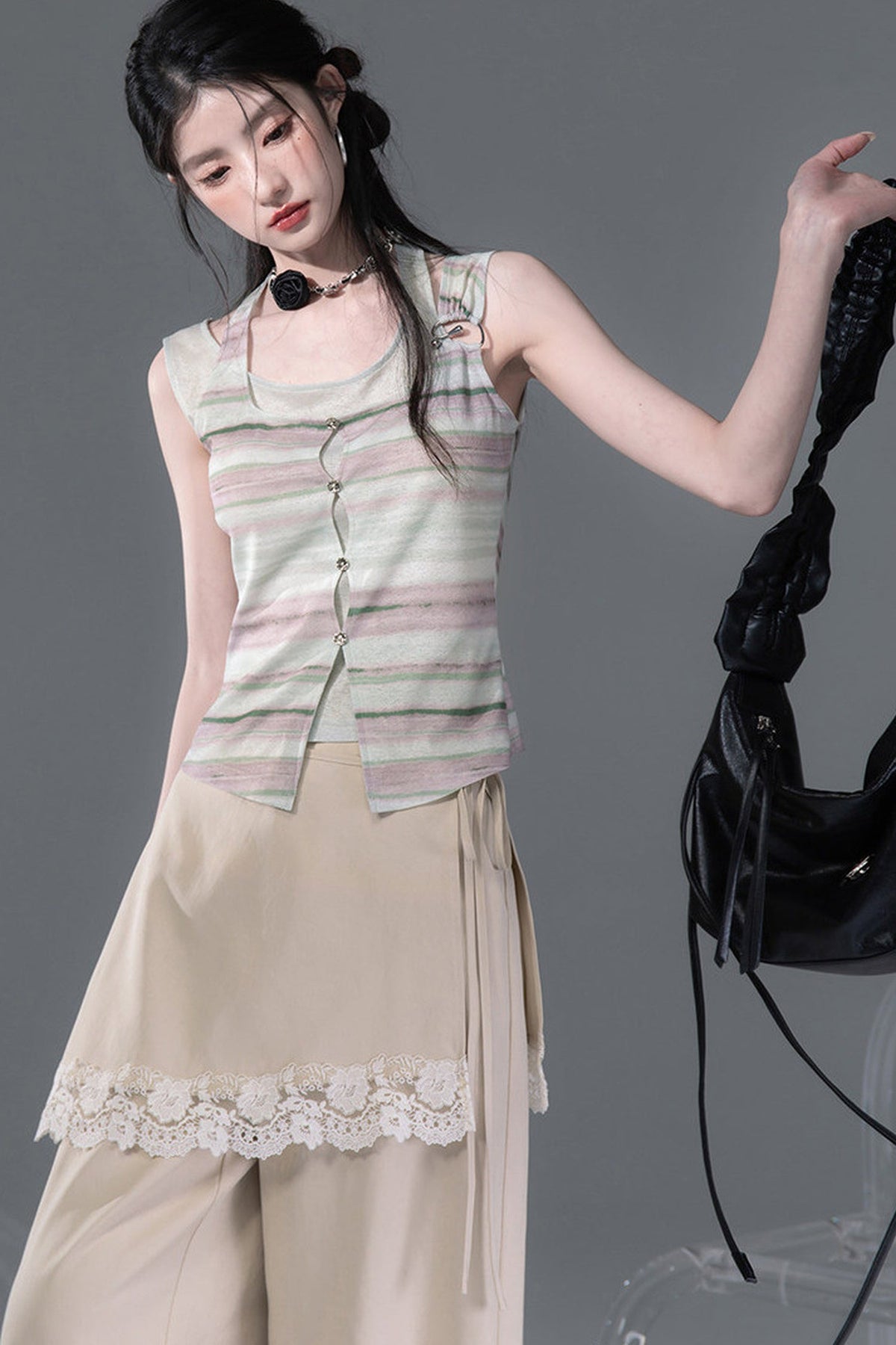 Sunset Dune Lyocell Detachable Flap Wide-Leg Pants