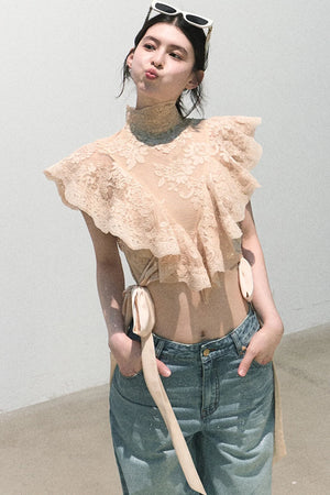 Sunset Lace Ruffle Blouse