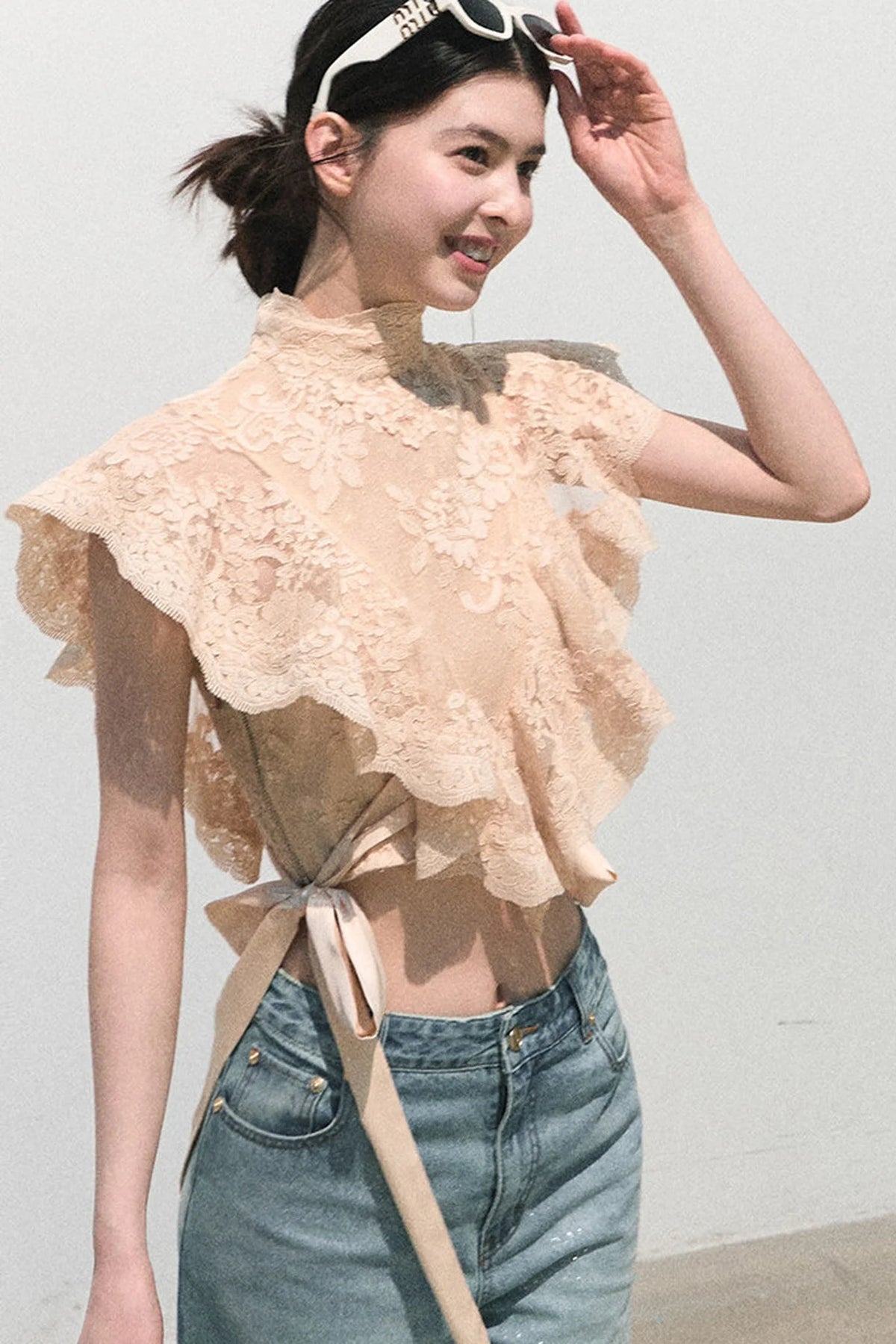 Sunset Lace Ruffle Blouse